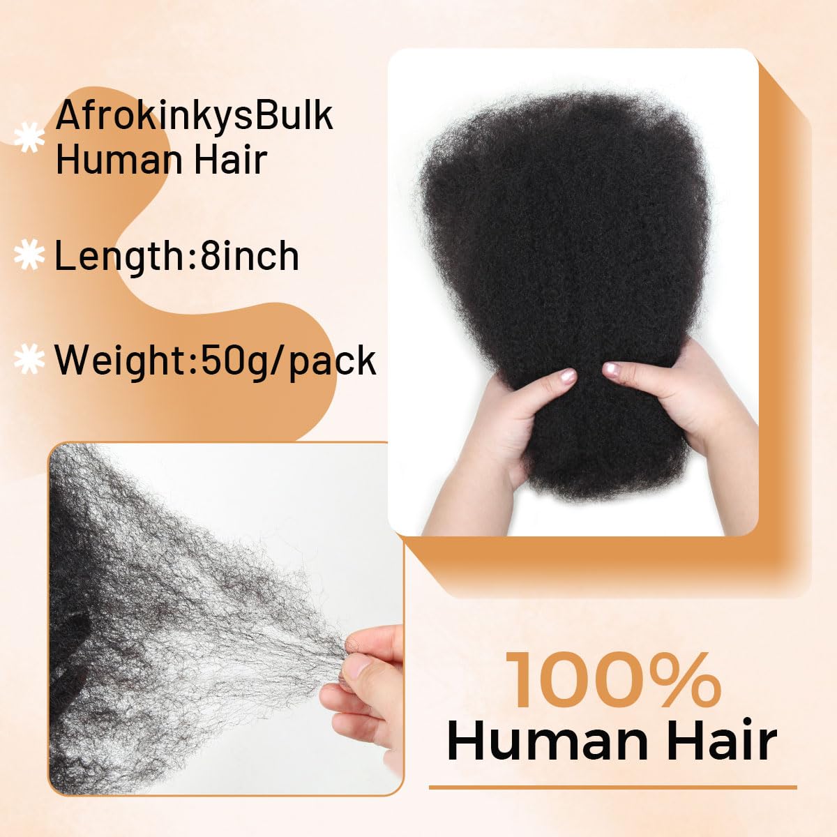 4C Afro Kinky Bulk Human Hair 24 Inch Afro Kinky Hair Protective Style Afro Hair