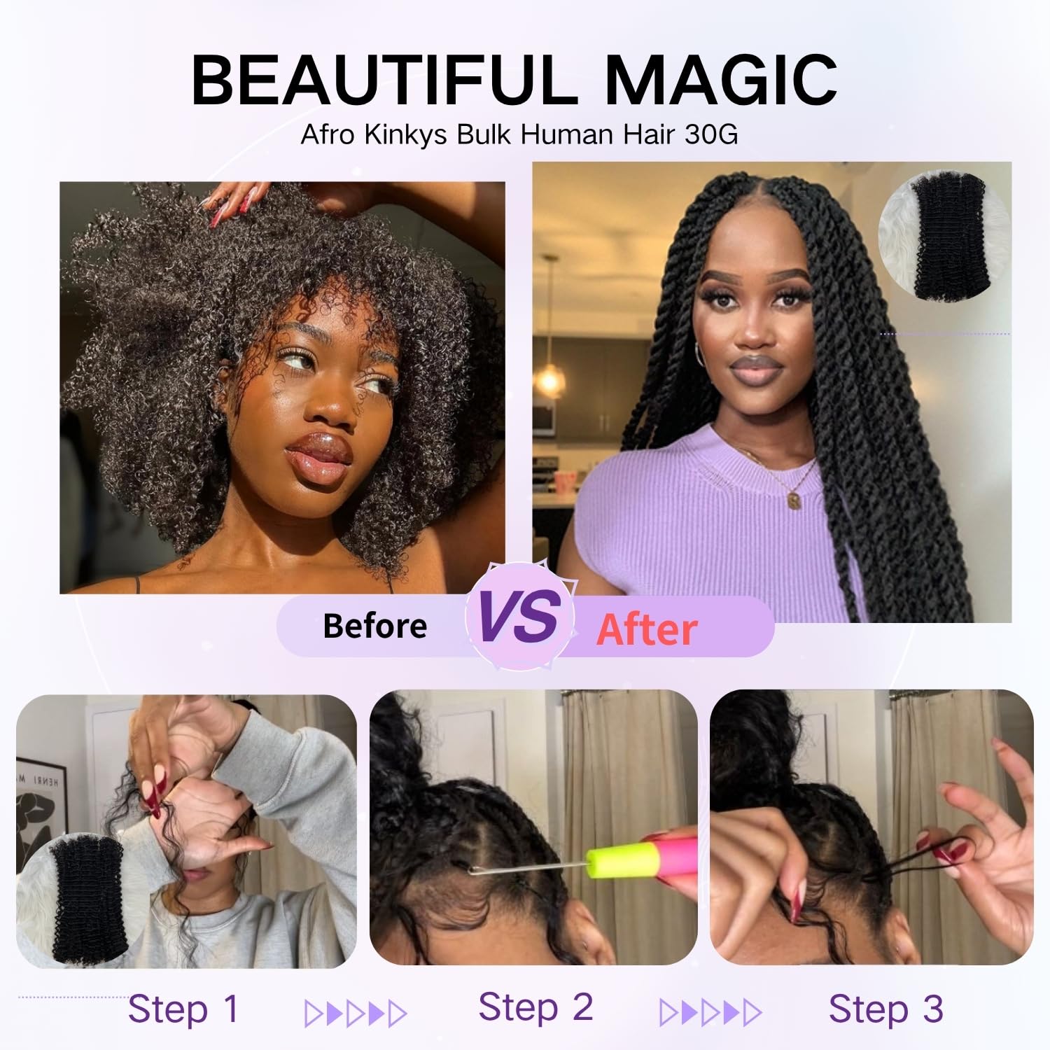 4C Twist Hair 12 Packs Afro Kinky Hair Natural Afro Hairstyle
