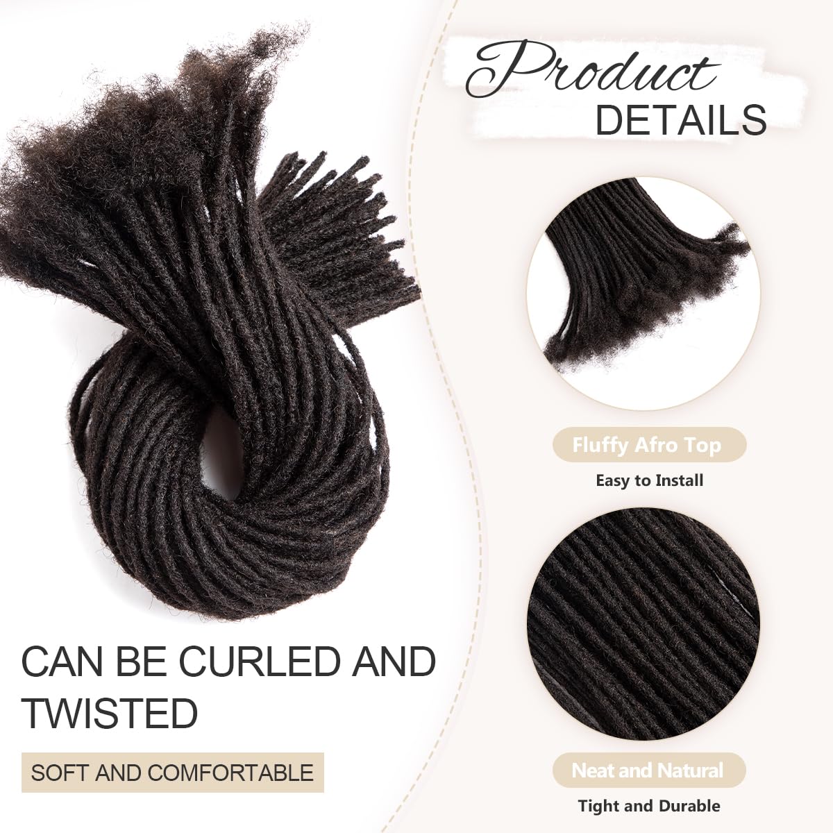 Natural Human Hair Dreadlocks Thick Human Hair Dreadlocks Human Hair Dreadlocks with Clips