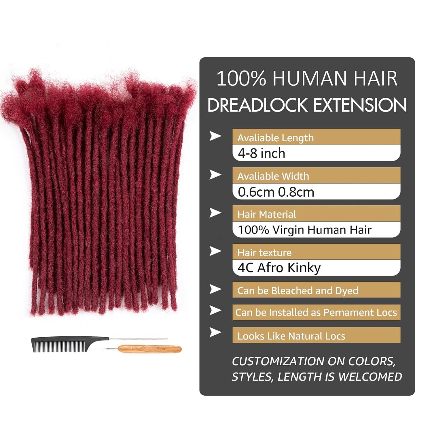 Premium Human Hair Dreadlocks Curly Human Hair Dreadlocks Human Hair Dreadlocks with Clips