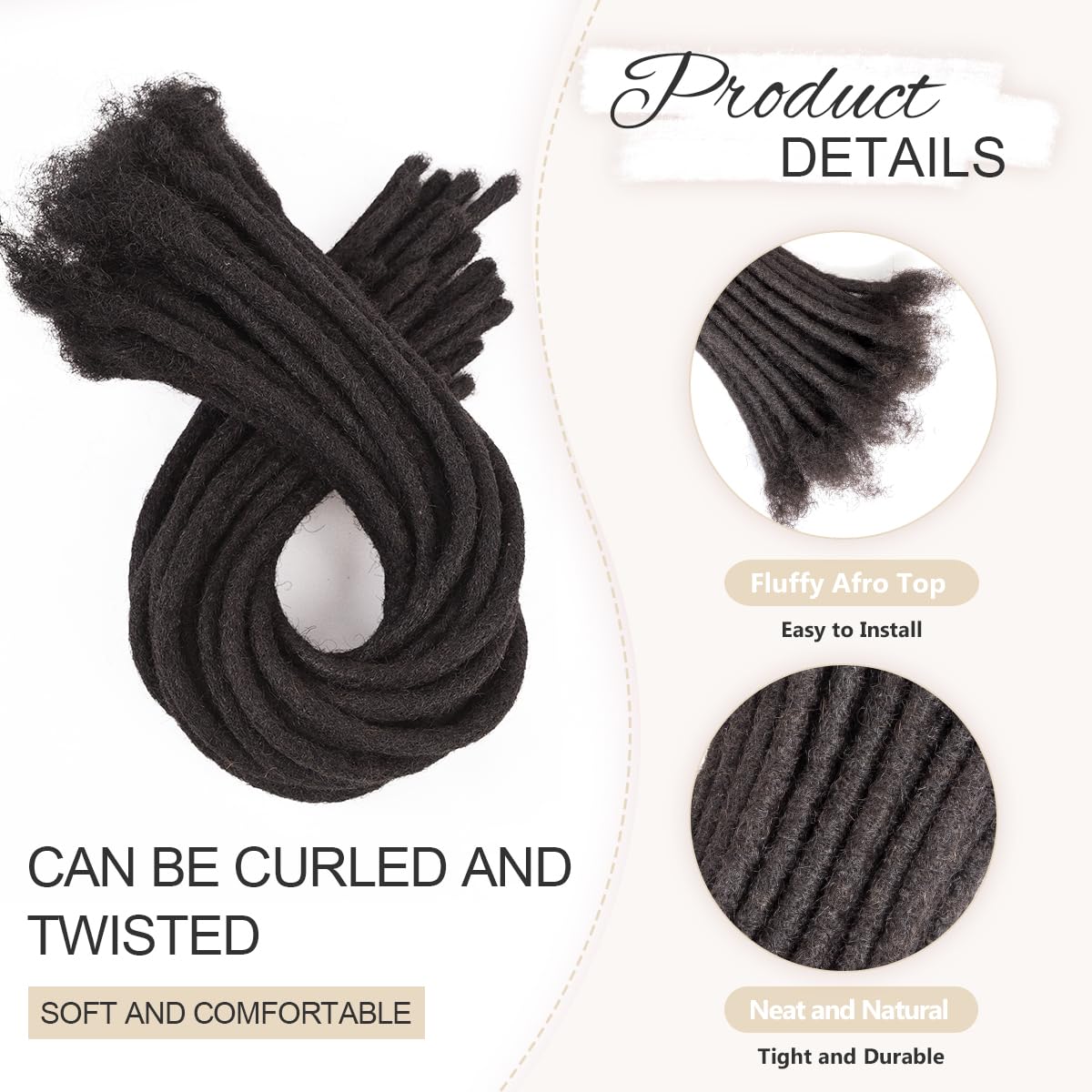 Premium Human Hair Dreadlocks Long Human Hair Dreadlocks Human Hair Dreadlocks with Clips